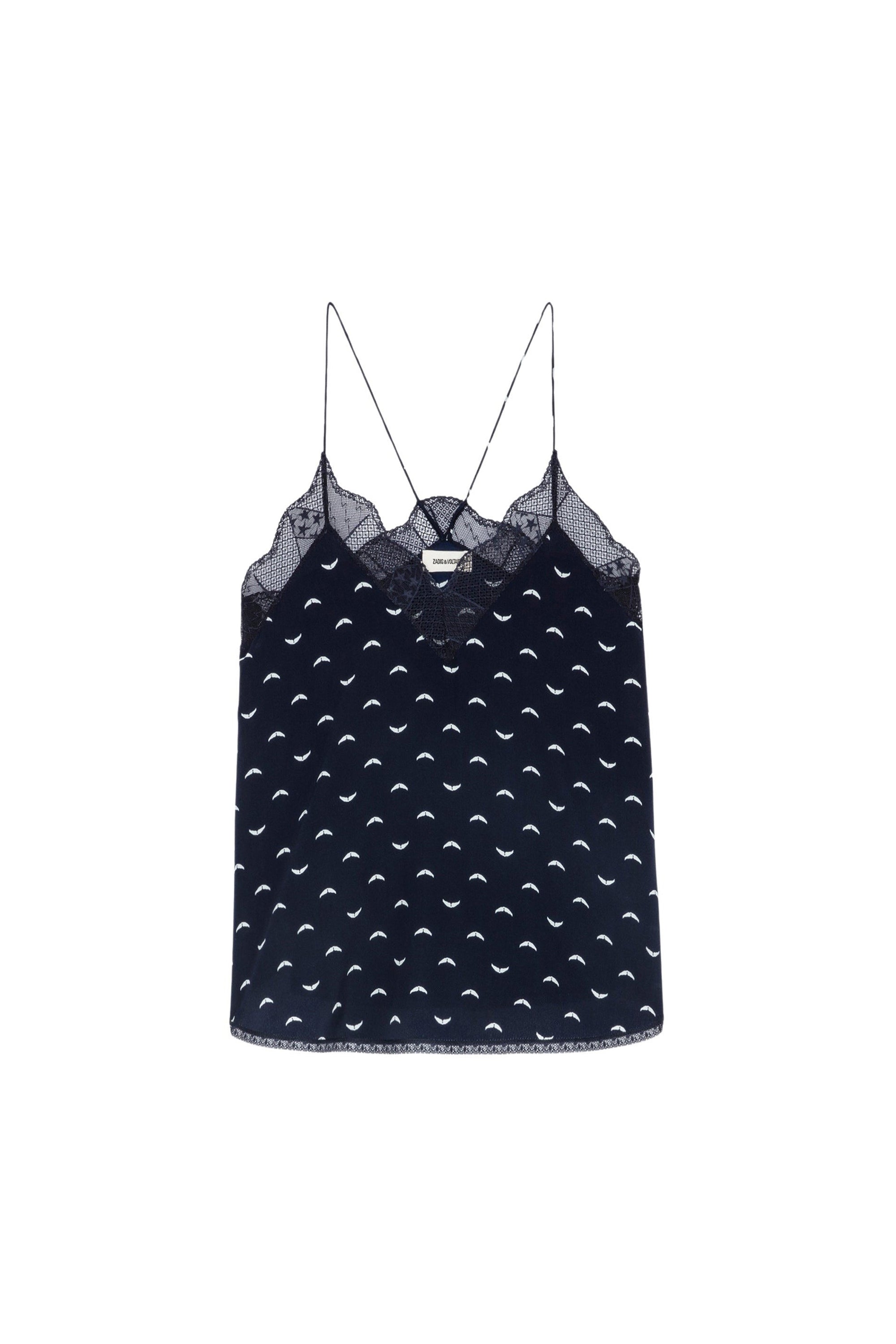 Caraco Christy Polka Wings en soie - Marine