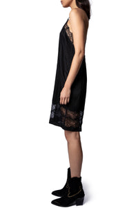 Robe Crystal en soie - Noir