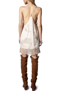 Robe Calissa Strass en soie - Poudre
