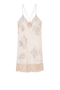 Robe Calissa Strass en soie - Poudre