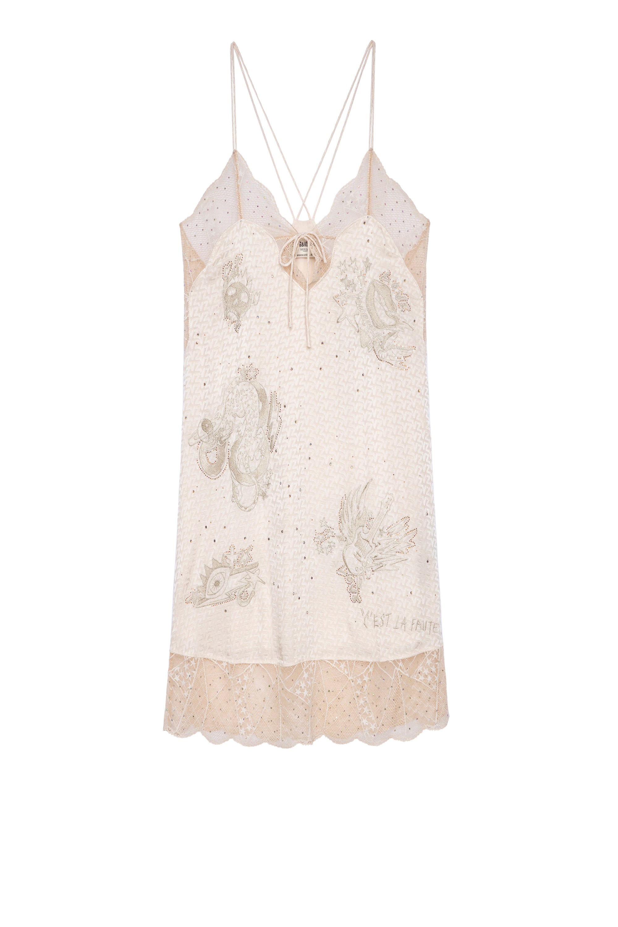 Robe Calissa Strass en soie - Poudre