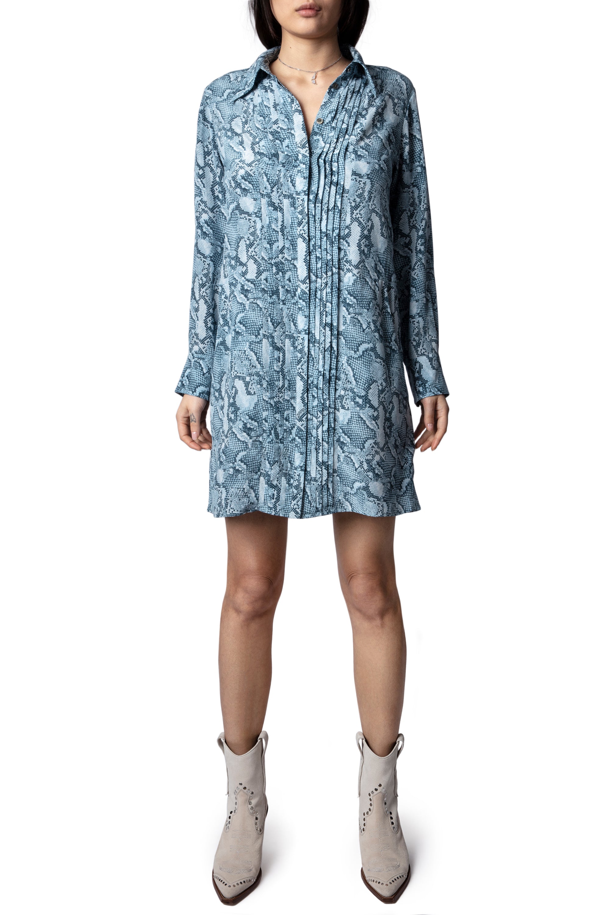 Robe Rougi en soie - Bleu