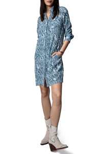 Robe Rougi en soie - Bleu