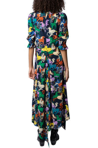 Robe Ranage Horses en soie - Blueberry