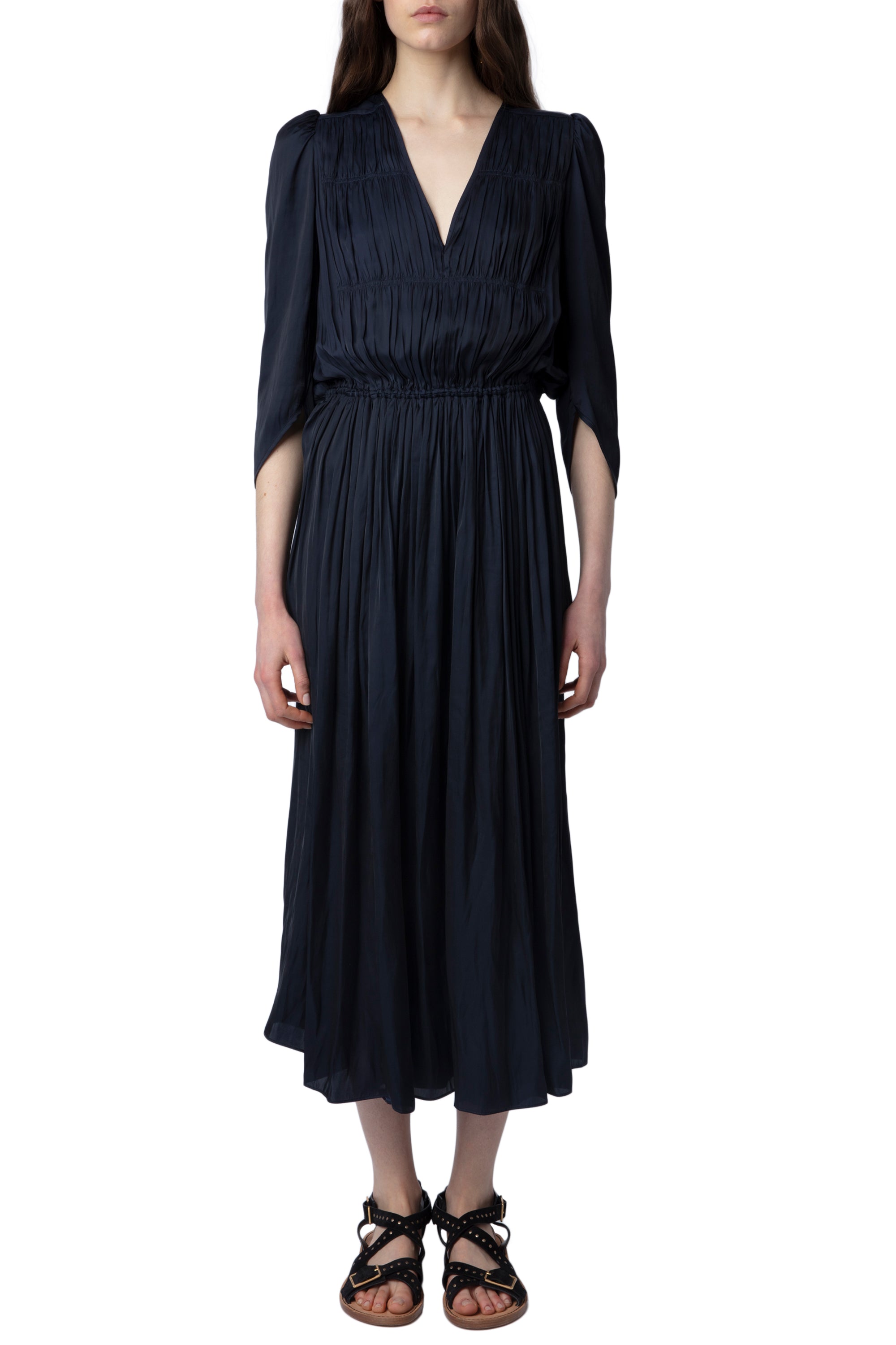 Robe Ryoko en satin - Encre