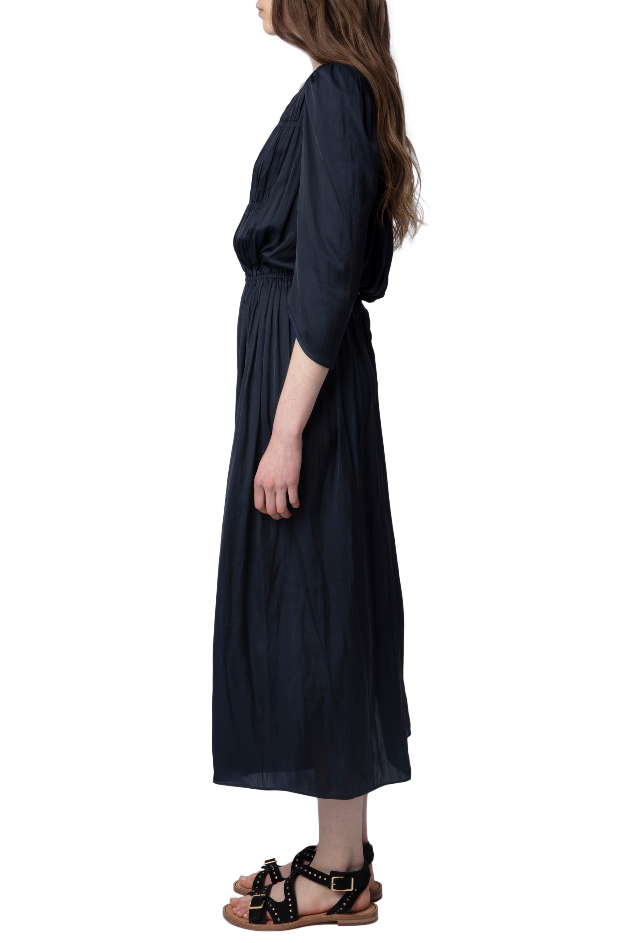 Robe Ryoko en satin - Encre