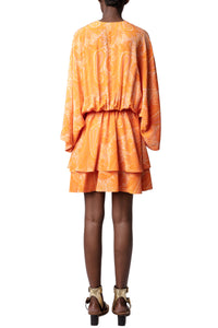 Robe Paisley en soie - Corail
