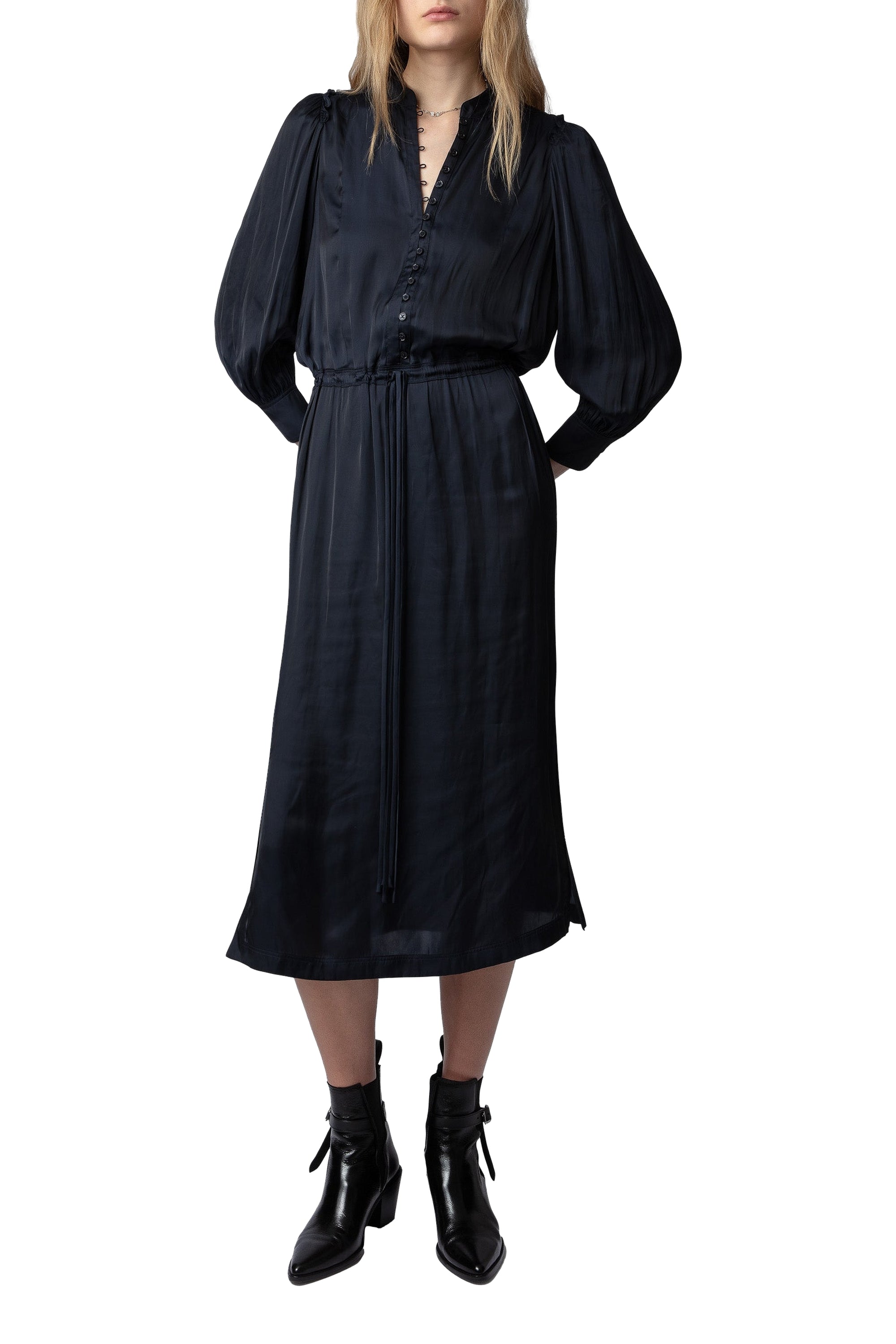Robe Relinda en satin - Encre