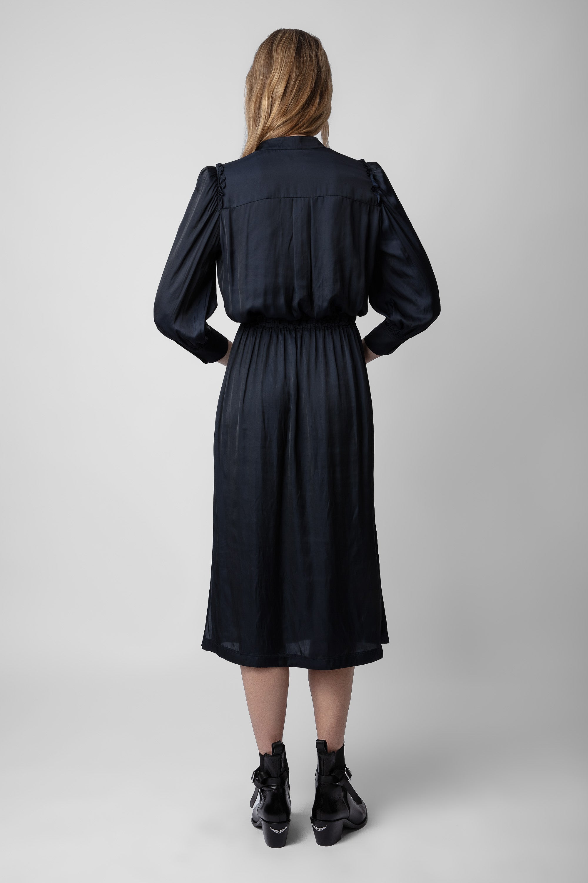 Robe Relinda en satin - Encre