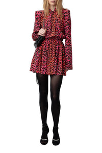 Robe Ryde Léopard en soie - Rose