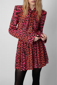 Robe Ryde Léopard en soie - Rose
