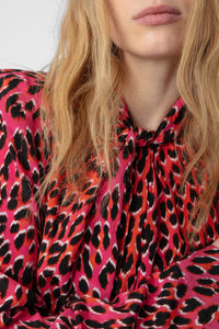 Robe Ryde Léopard en soie - Rose