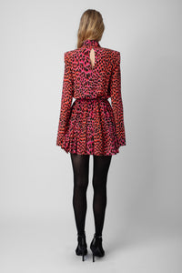 Robe Ryde Léopard en soie - Rose