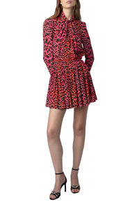 Robe Ryde Léopard en soie - Rose