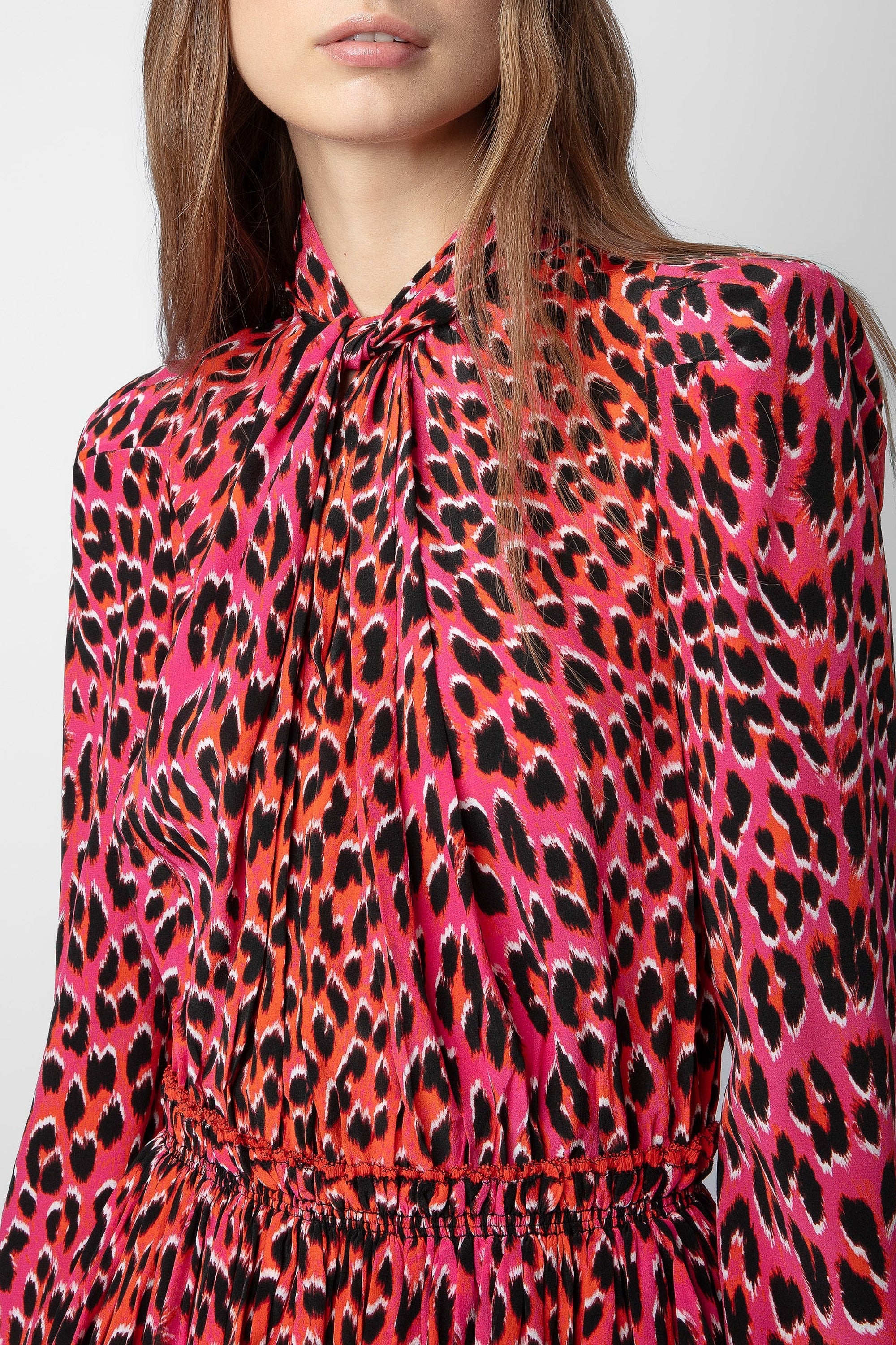 Robe Ryde Léopard en soie - Rose