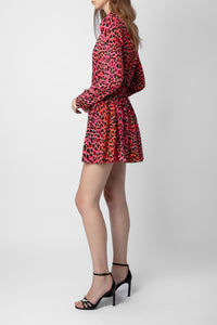 Robe Ryde Léopard en soie - Rose