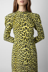 Robe Racyl Léopard en soie - Jonquil