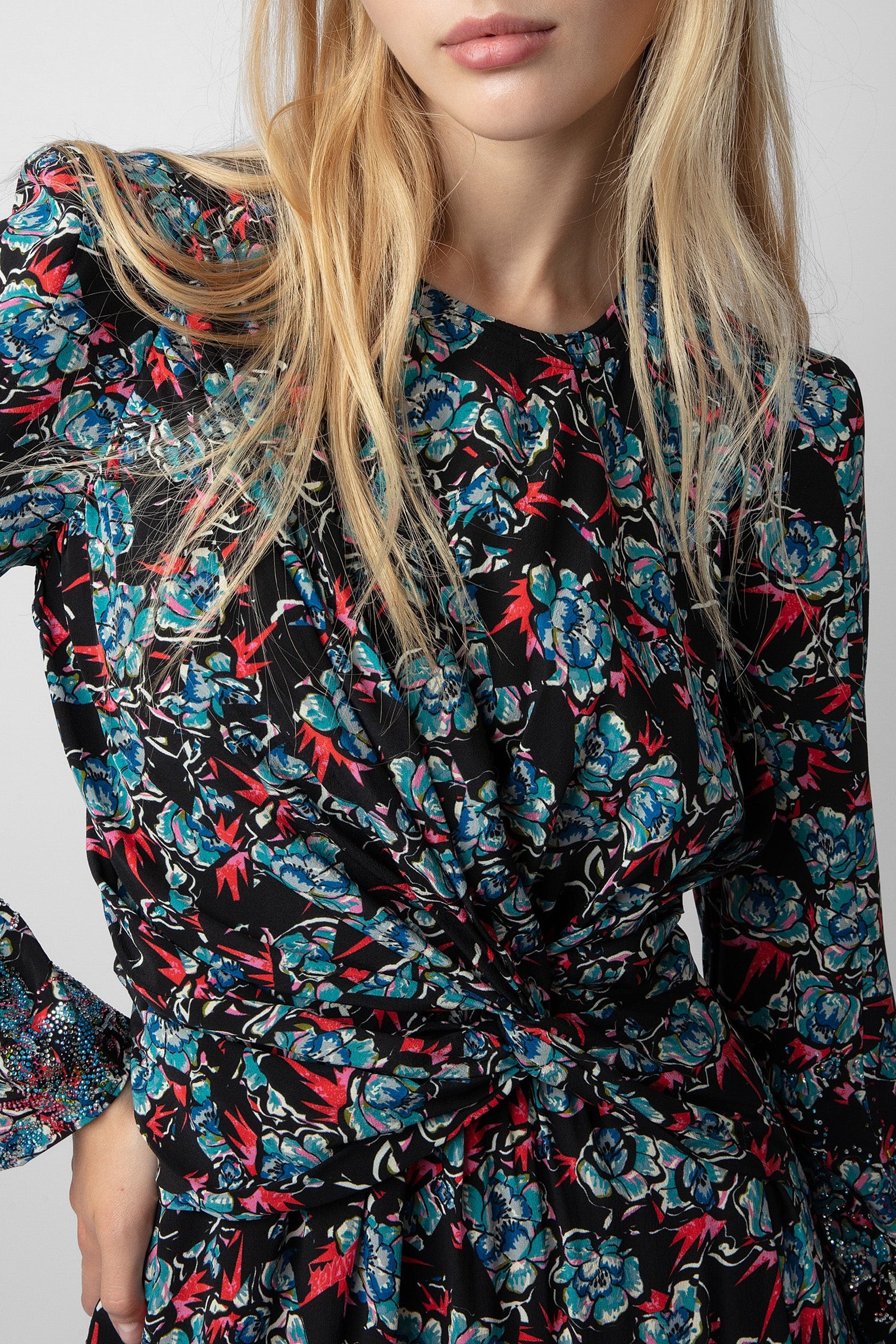 Robe Radar Thunder Strass en soie - Noir