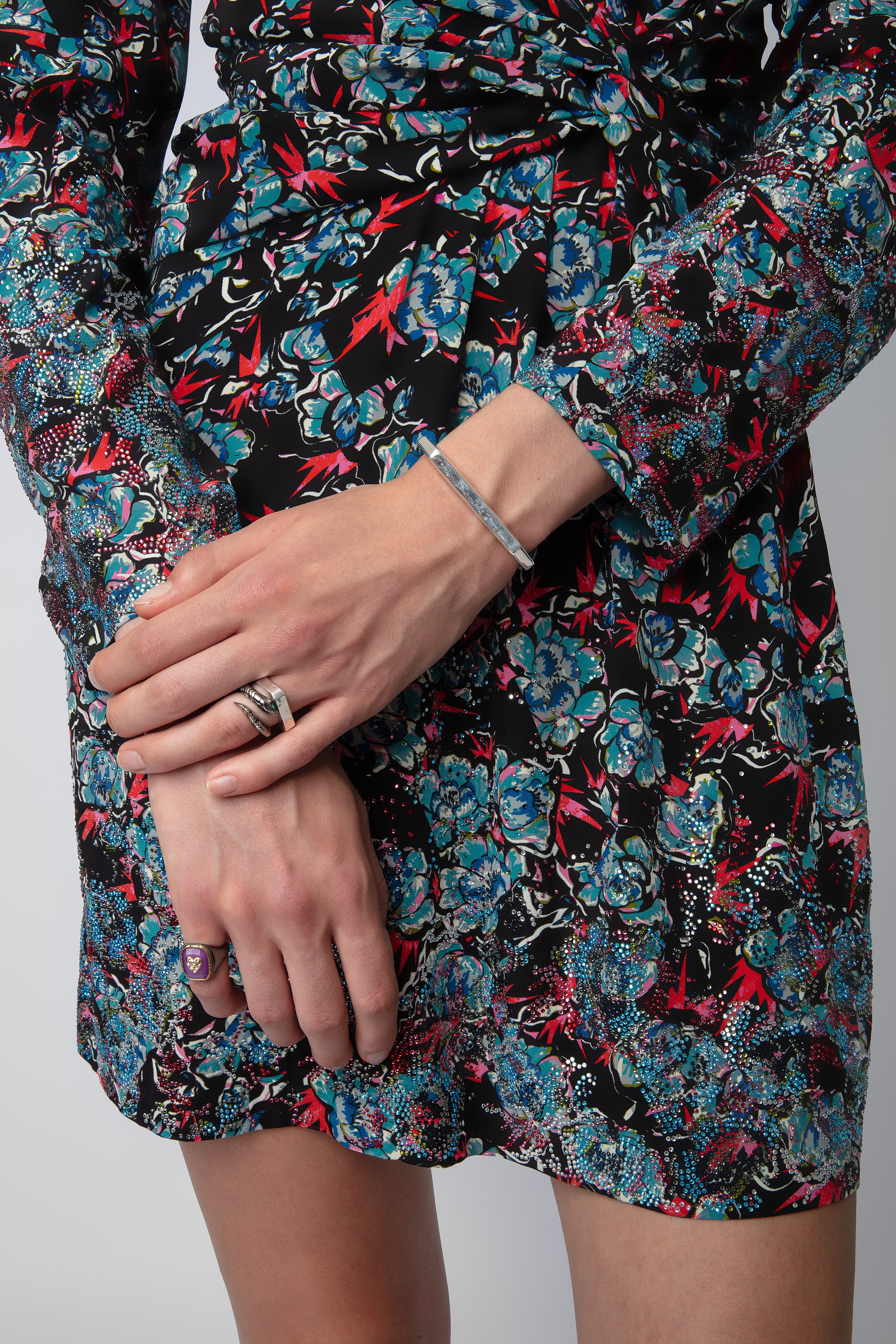 Robe Radar Thunder Strass en soie - Noir