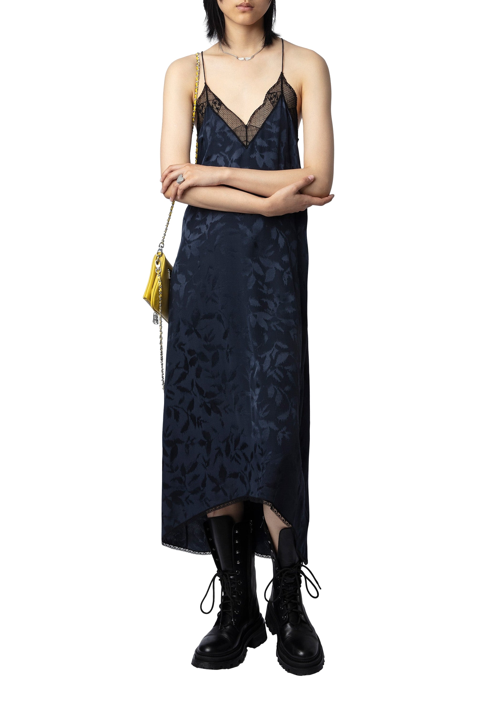 Robe Risty en soie Jacquard - Encre