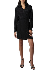 Robe Ravy en soie Jacquard - Noir