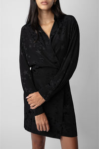Robe Ravy en soie Jacquard - Noir