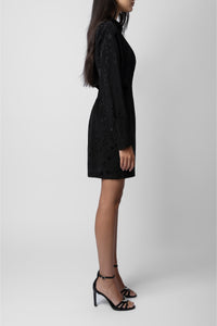 Robe Ravy en soie Jacquard - Noir
