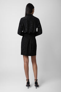 Robe Ravy en soie Jacquard - Noir