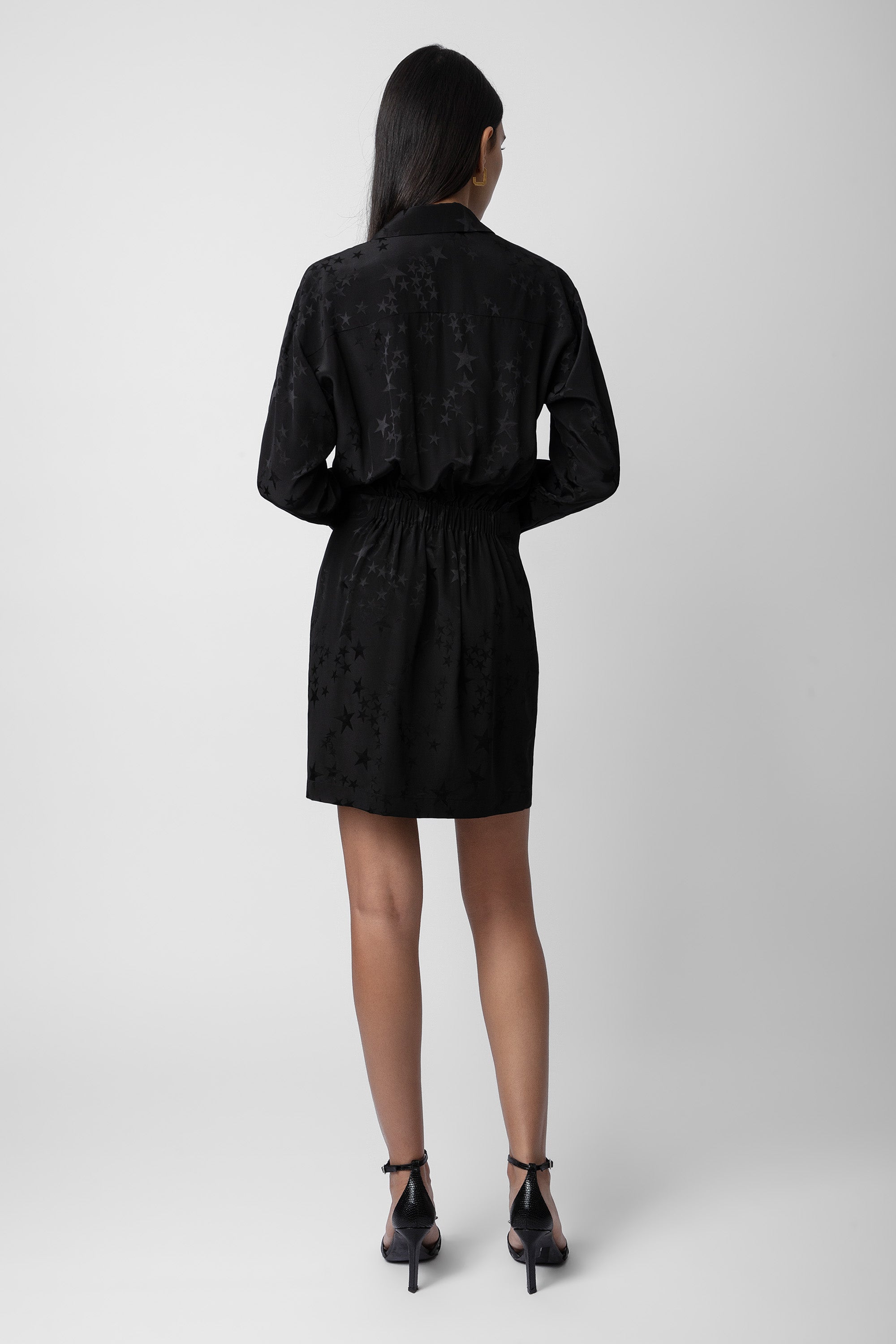 Robe Ravy en soie Jacquard - Noir