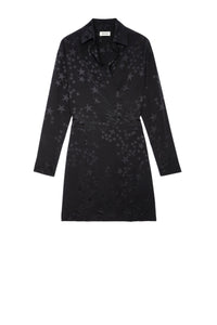 Robe Ravy en soie Jacquard - Noir