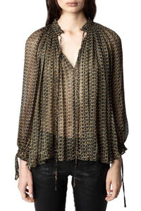 Chemise Tocade Mousseline à logo " ZV" - Cognac