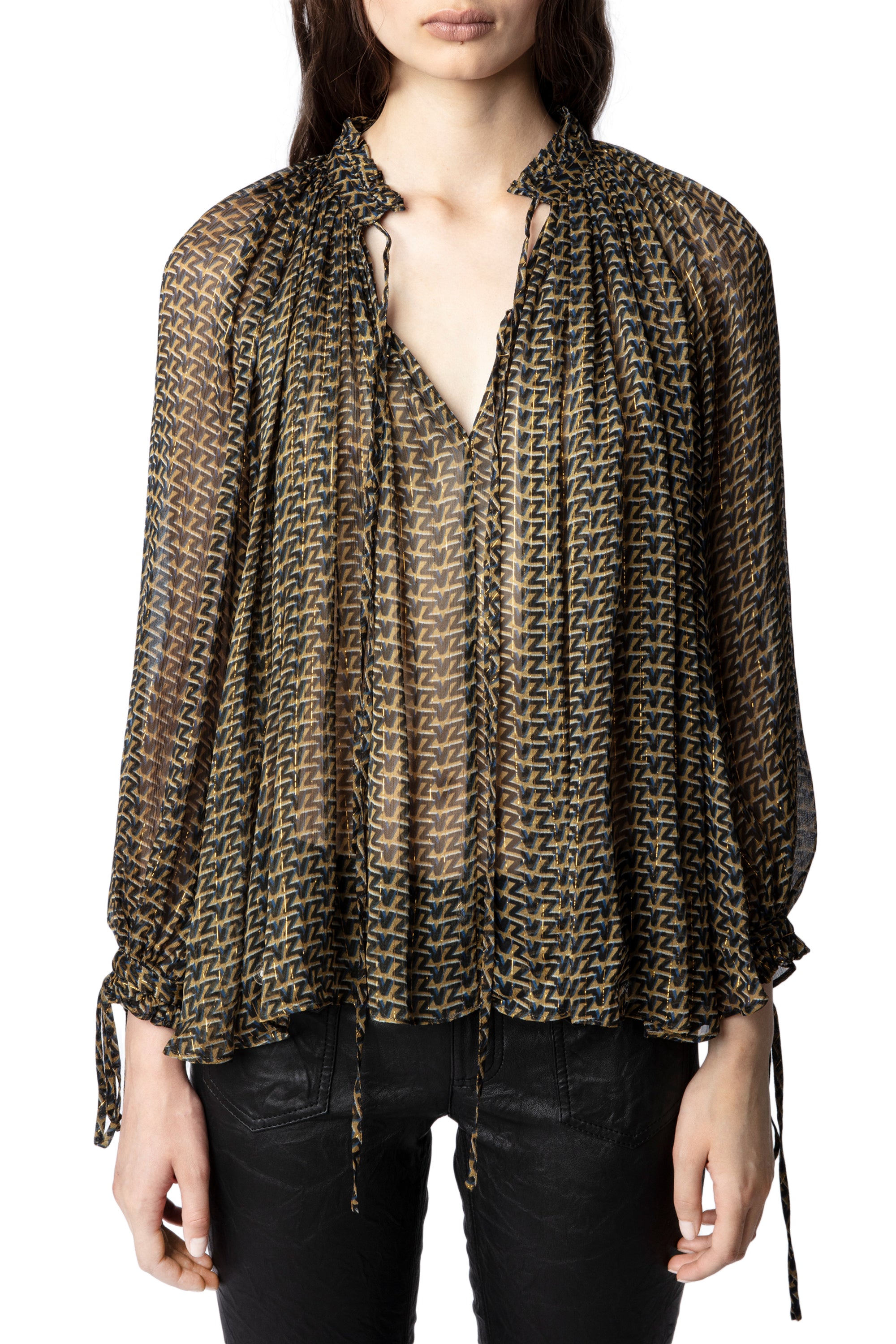 Chemise Tocade Mousseline à logo " ZV" - Cognac