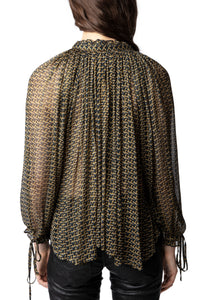 Chemise Tocade Mousseline à logo " ZV" - Cognac