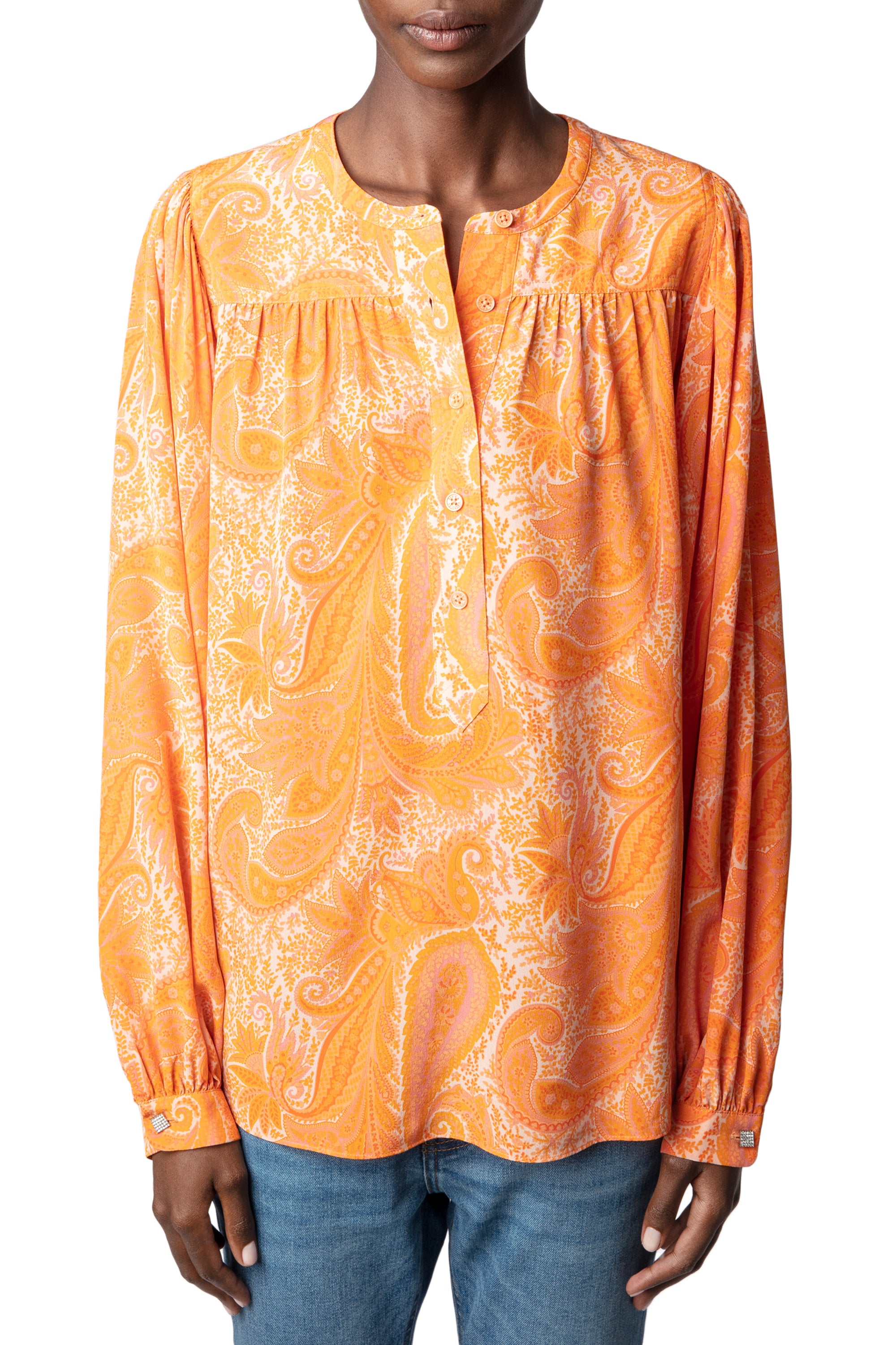 Blouse Tigy en soie - Corail
