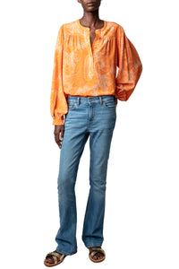 Blouse Tigy en soie - Corail