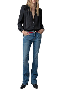Blouse Tchin en satin - Noir