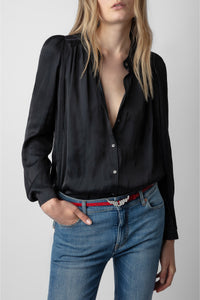 Blouse Tchin en satin - Noir