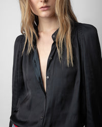 Blouse Tchin en satin - Noir