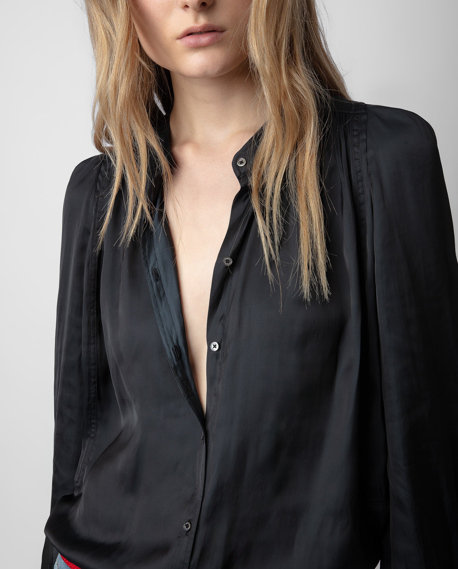 Blouse Tchin en satin - Noir