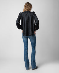 Blouse Tchin en satin - Noir
