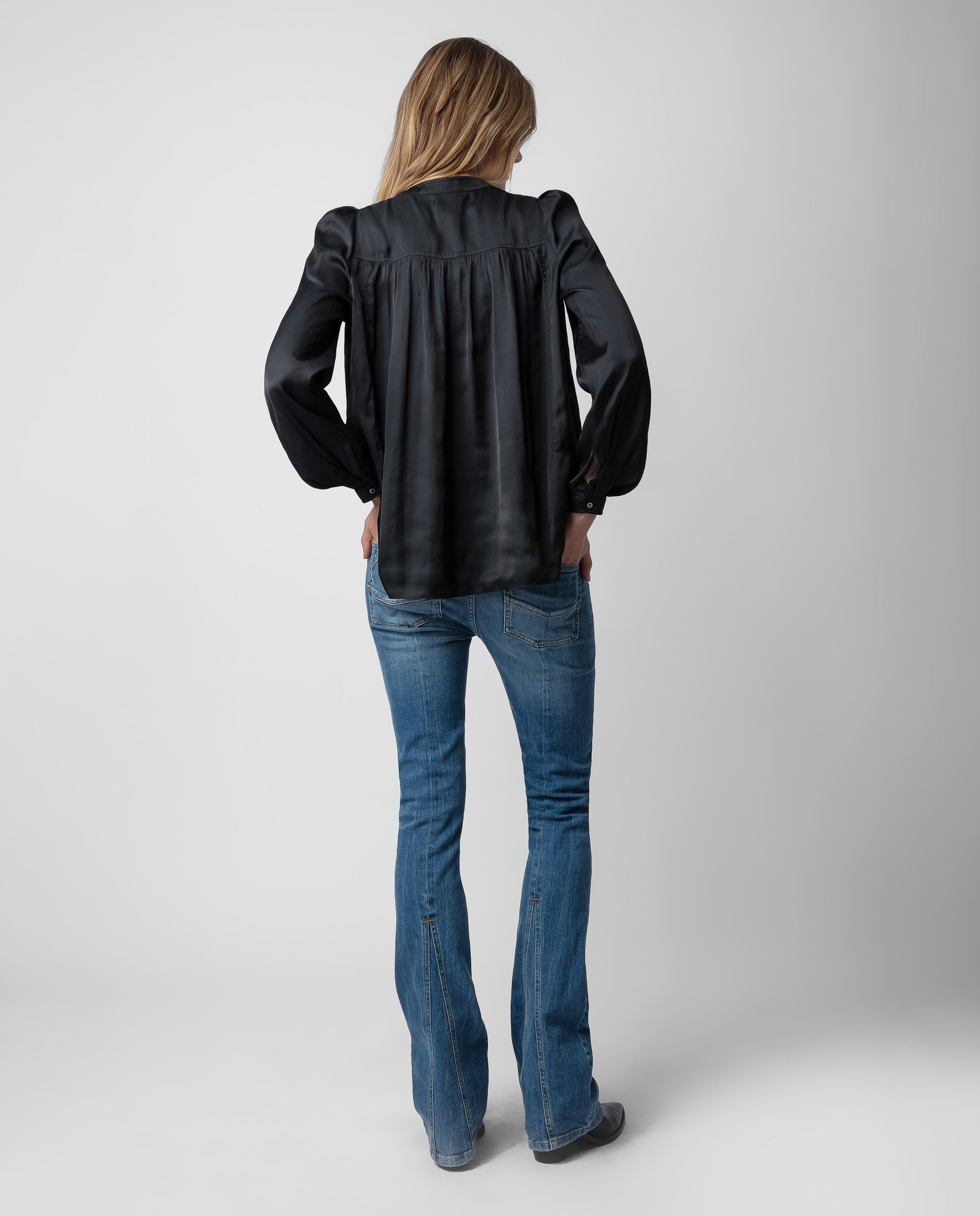 Blouse Tchin en satin - Noir
