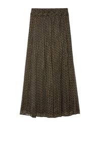 Jade Mousseline skirt with "ZV" logo - Cognac