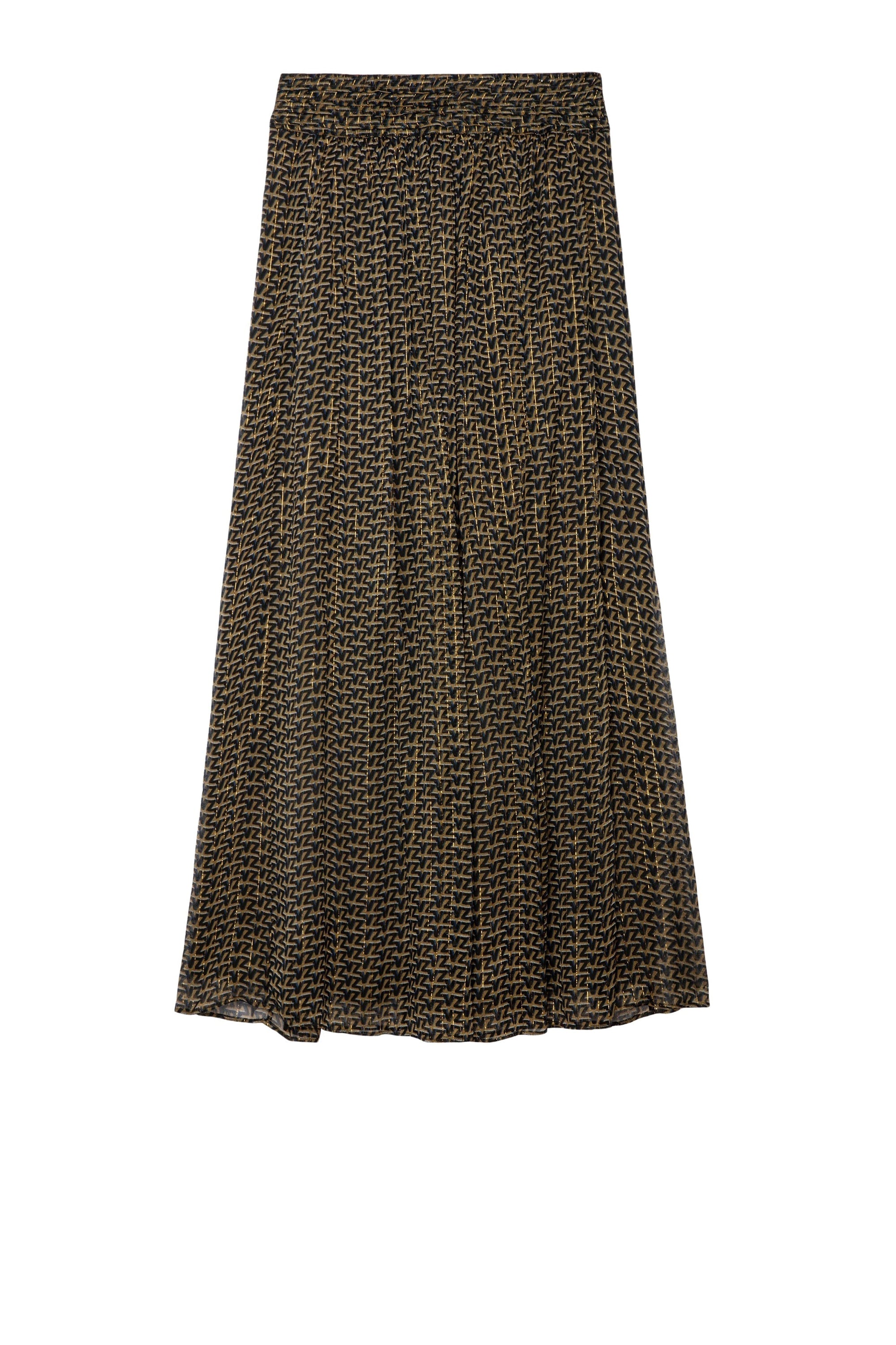 Jade Mousseline skirt with "ZV" logo - Cognac