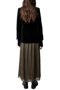 Jade Mousseline skirt with "ZV" logo - Cognac