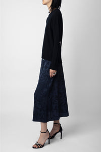 Jupe June en soie Jacquard - Encre