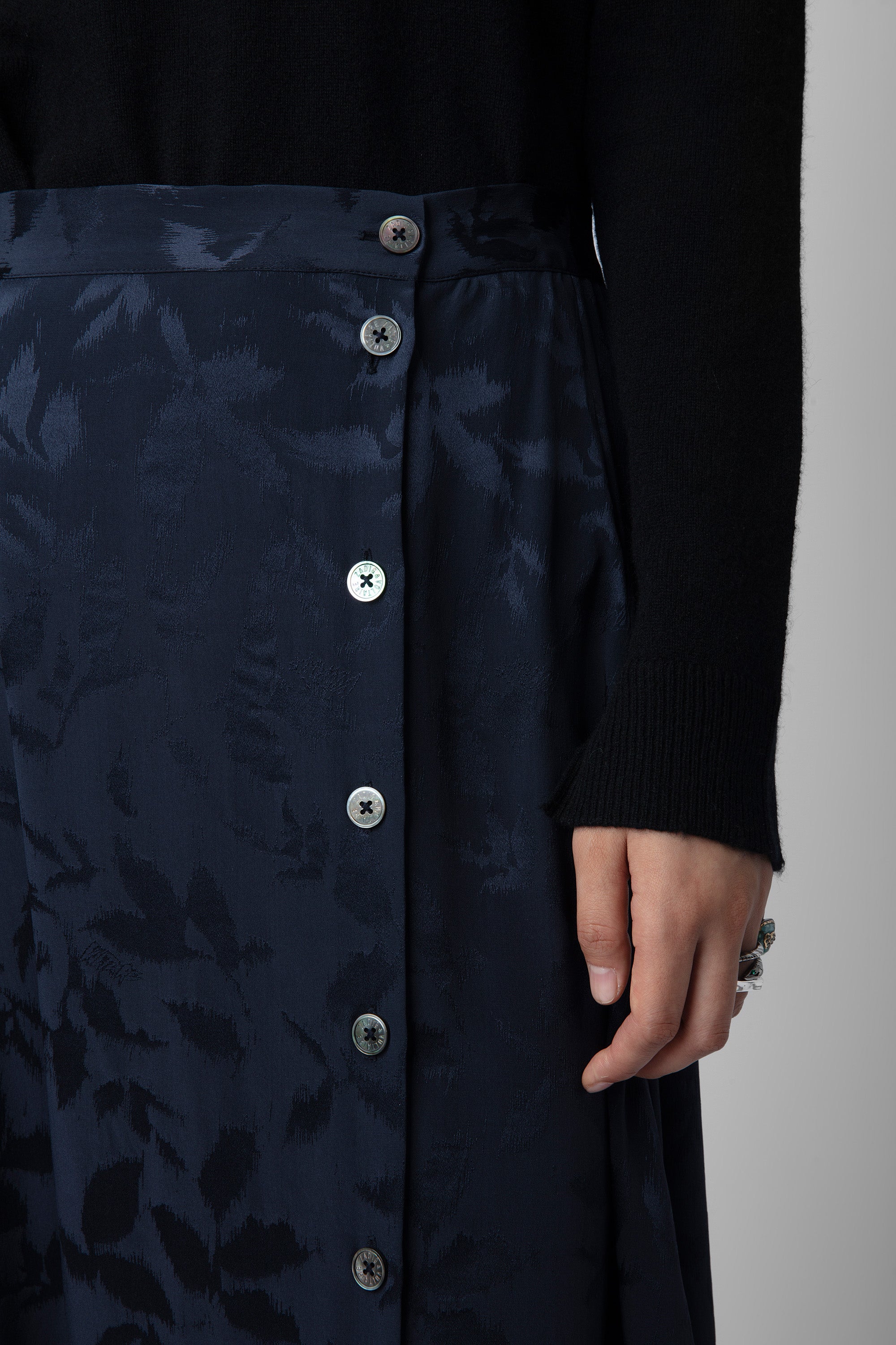 Jupe June en soie Jacquard - Encre