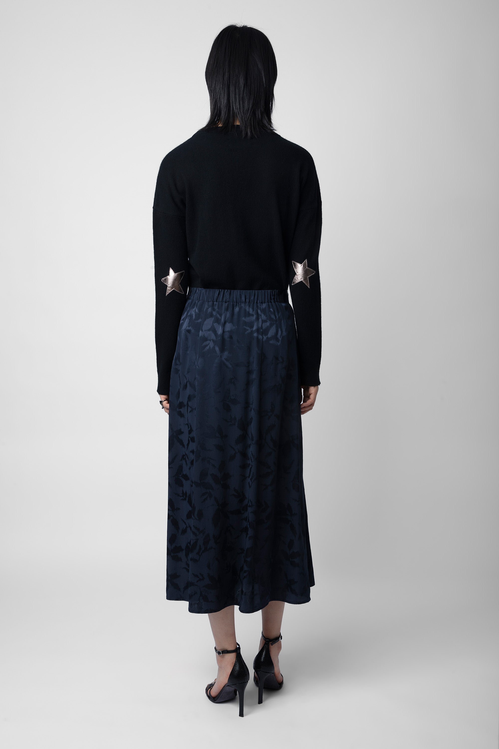 Jupe June en soie Jacquard - Encre