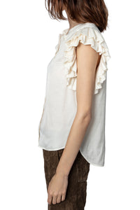 Top Tiza en satin - Craie