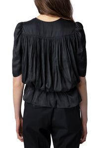 Top Tyoko en satin - Noir