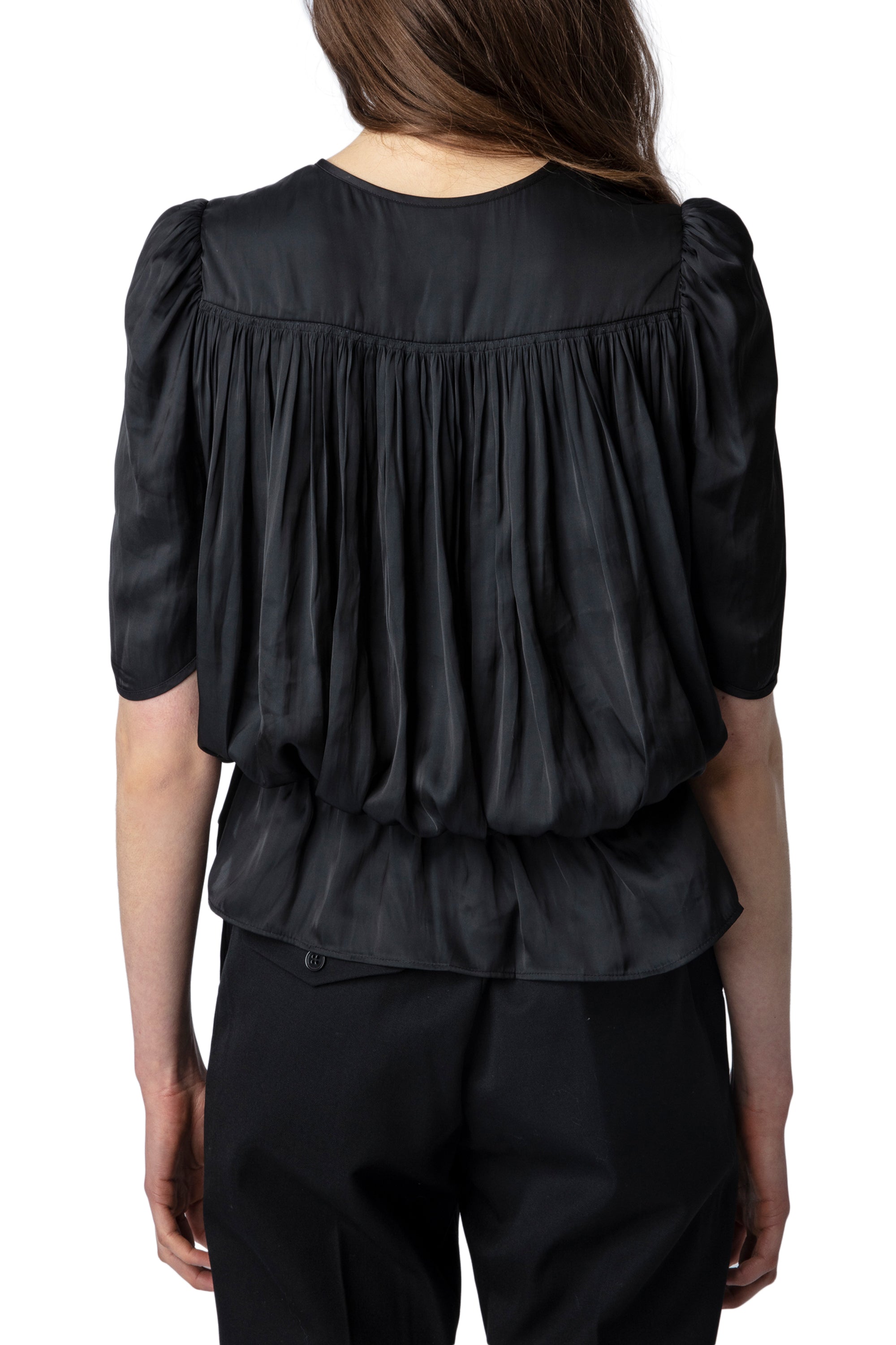 Top Tyoko en satin - Noir